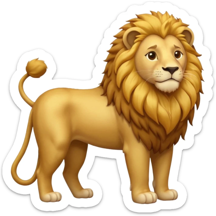 Create a single emoji of a Lion in full body, shown at a slight side angle in a natural, characteristic pose. Cute and stylized like an emoji, but clearly recognizable.
 sticker