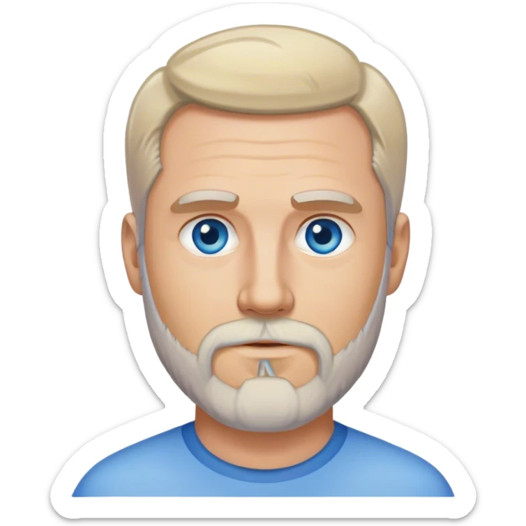 50 year old man light hair stubbled beard blue eyes clean haircut sticker