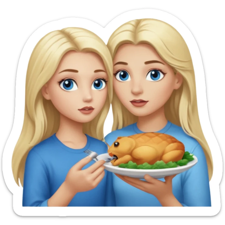 Blonde baddie with long hair Pretty makeup long lashes blue  eyes, feeding  boy sticker