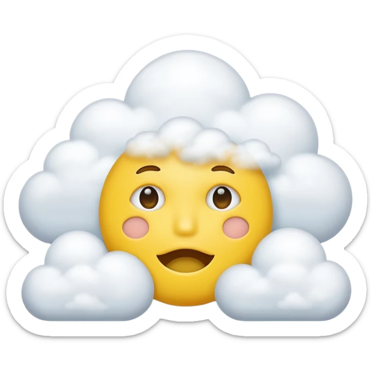 Yellow circle face covered in clouds cover a mouth add clouds on face cover clouds on mouth sticker