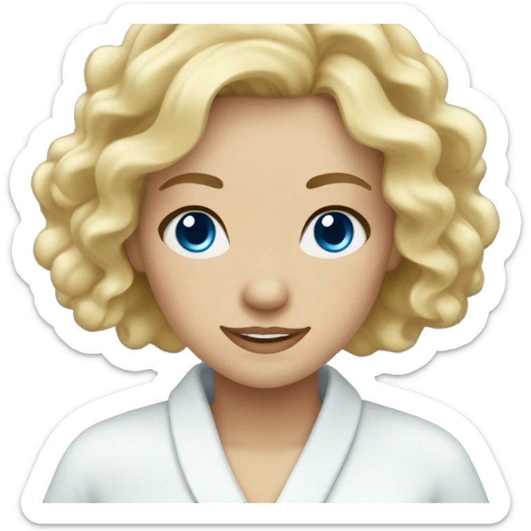 blonde girl with wavy hair and blue eyes spa sticker
