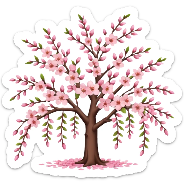 Realistic cherry blossom flowers, full bunches of flowers, on a tree, draped, high definition, realistic branches  sticker
