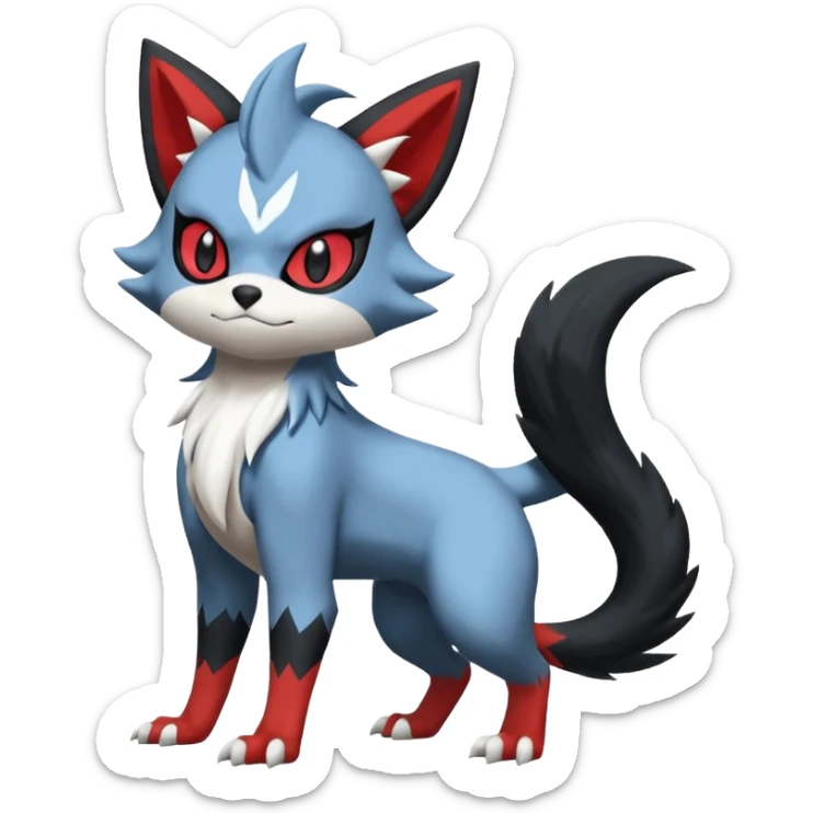 Skuntank-Sneasel-Litten-Absol-Zorua-Sprigatito-fusion, full body sticker