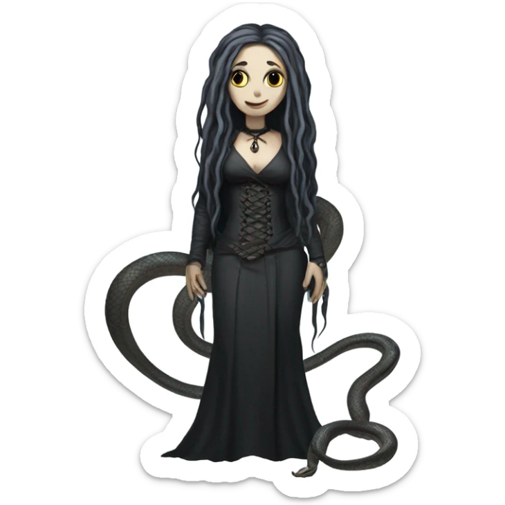 Gothic snakewomen with long hair and white skin full body sticker