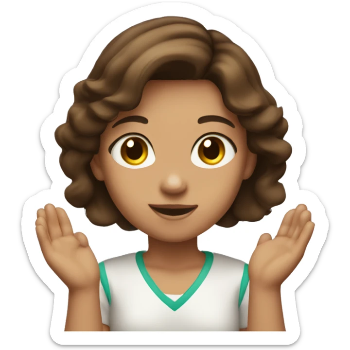 Girl with medium brown hair and brown eyes and tan skin  Clapping  sticker