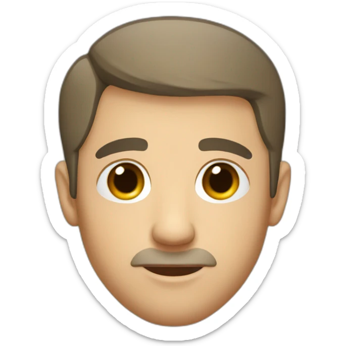 A Russian guy with a very short haircut like a dreak, brown eyes  sticker