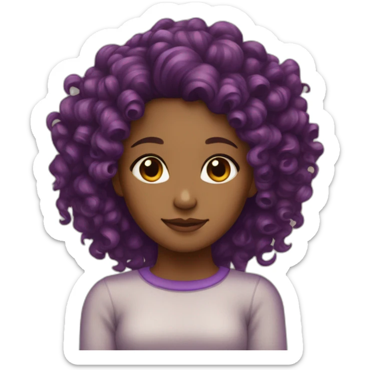 Brown girl with curly hair ends dyied purple sticker