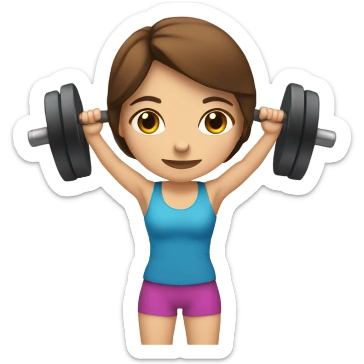 a girl with brown hair lifting weights on the gym sticker
