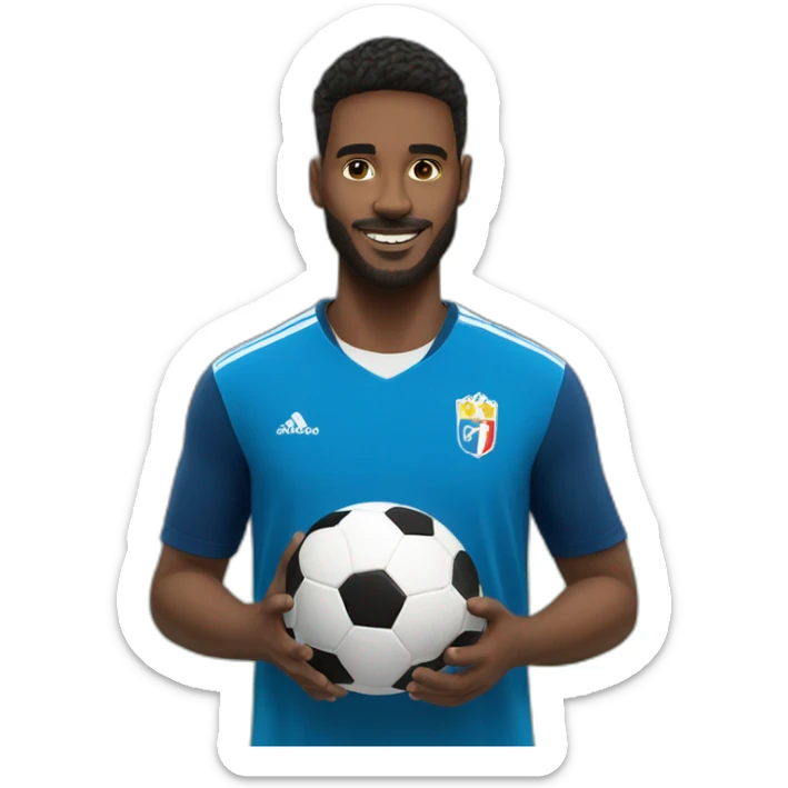 jugador de futbol camiseta azul  con balón  sticker