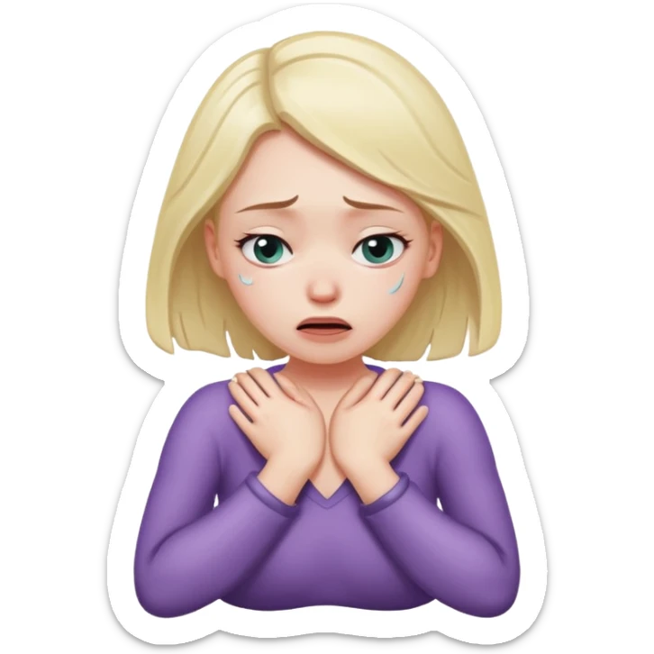 white girl with arms on her neck fake chokinh herself  because she is stressed  sticker