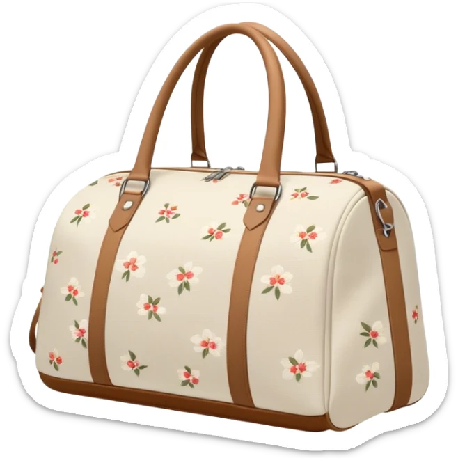 A sports bag with a pale beige print in a small flower sticker