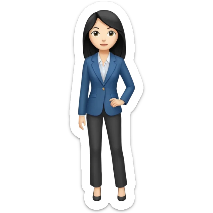 Women, professionals, teachers, black long hair, full body sticker