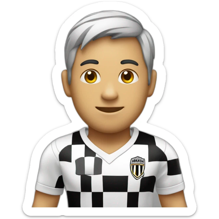 Um menino com a camisa de Futebol listrada em preto e branco sem escudo sticker
