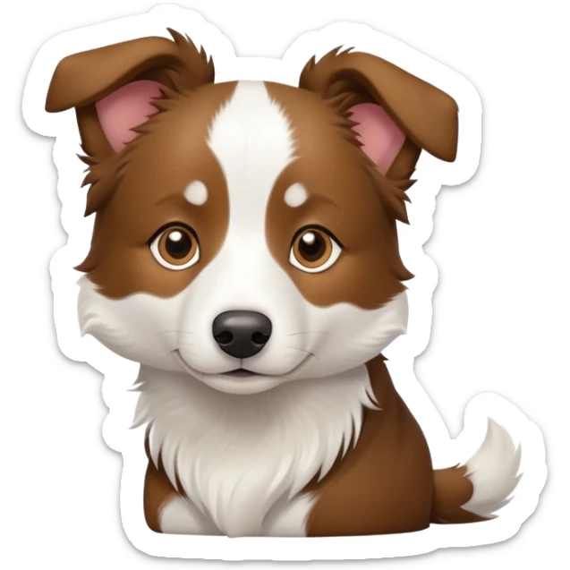 bordercollie mixed with a chinese rural dog with brown and white fur sticker