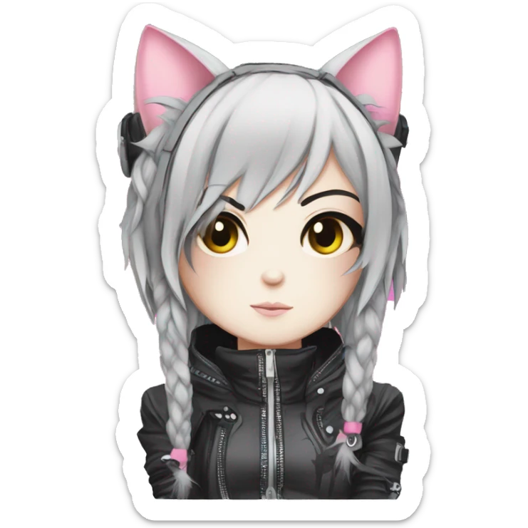 Edgy Cartoon Anime Punk Techwear Catgirl sticker