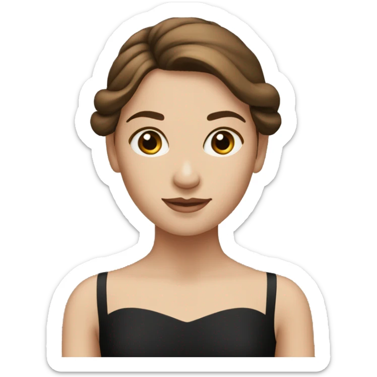 White balerina with black dress and Brown hair sticker
