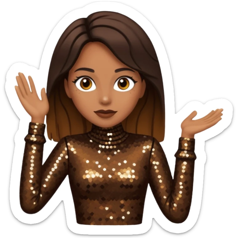 Cindy Herron from En Vogue with tan skin, long dark brown black sequin outfit sticker