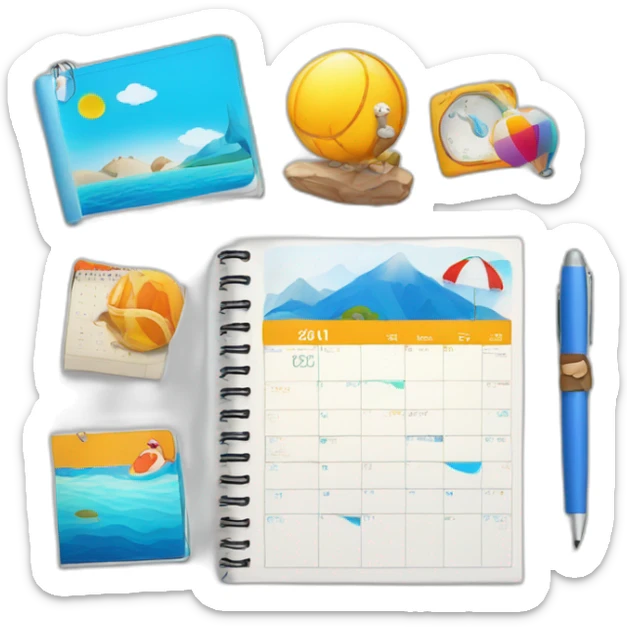 agenda+ calendario + feria turismo + colores azules sticker