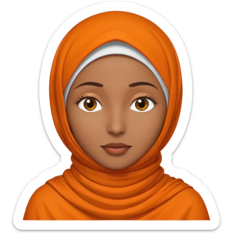brown skin woman with orange hijab head and neck only sticker