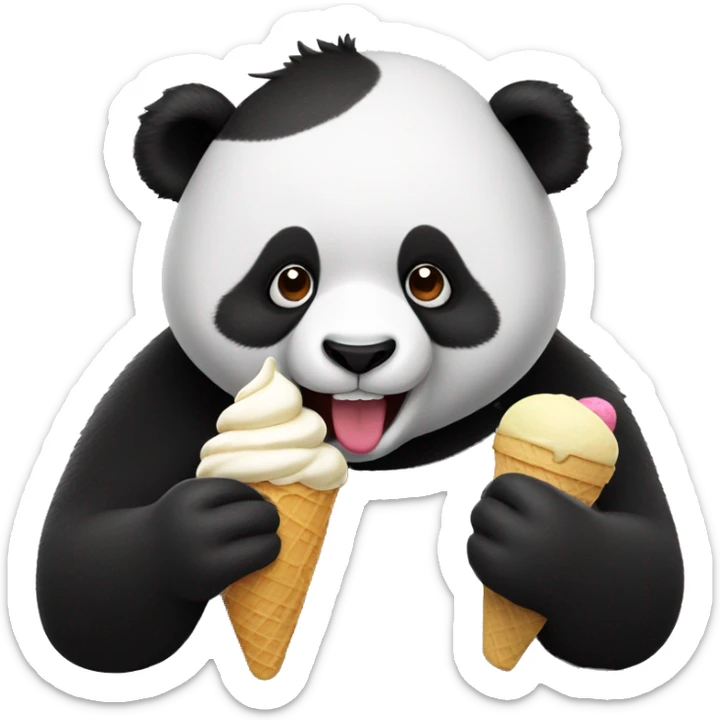 Panda eating ice cream sticker