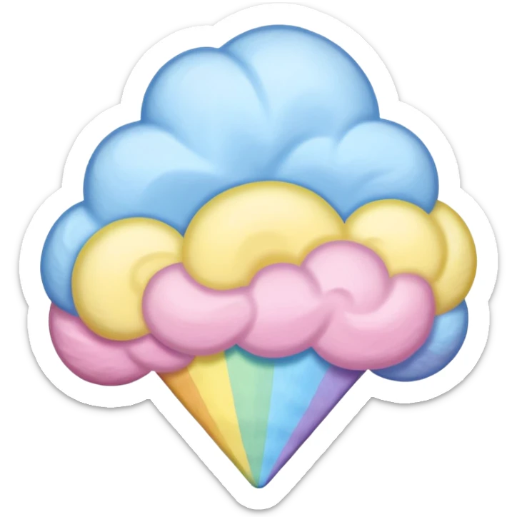 Cotton Candy, Rainbow Cotton Candy – mixed pastel layers of pink, yellow, and blue. sticker