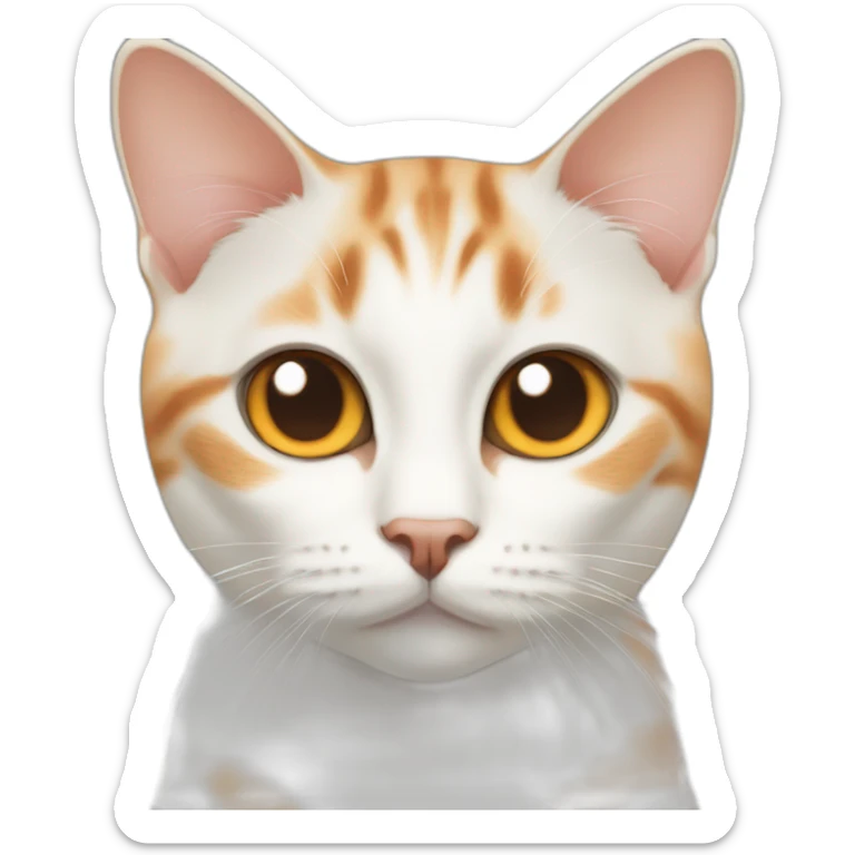 Face only of a White cream with large orange markings British short hair cat sticker