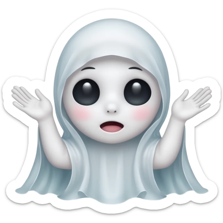 Okay those are wonderful, now make the ghost cover his eyes with cute little hands. Make sure the blush and the cuteness is retained sticker