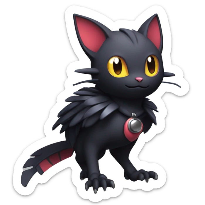 Cool Cute Edgy Dark Black Chibi Noibat-Litten-Pokémon-Fakémon-hybrid sticker