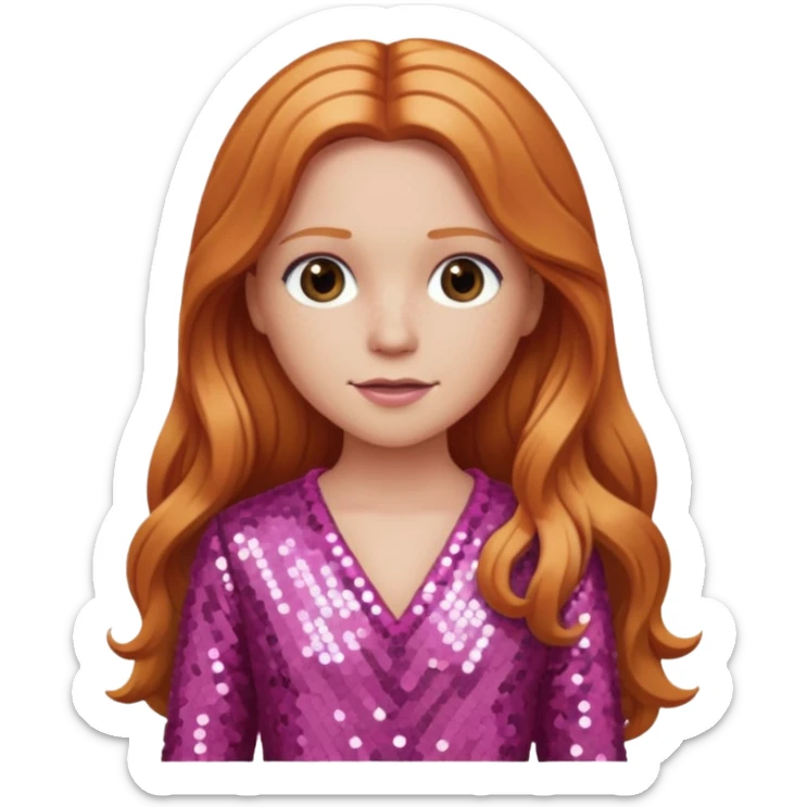 Carrie White from Carrie with long reddish blonde hair, pink sequin outfit  sticker