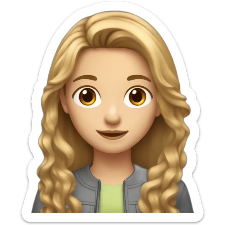 girl 10 years with  very long light brown hair and grey eyes sticker