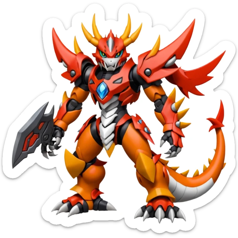 Digitigrade Cool Badass Wargreymon-Guilmon-Pokémon-Digimon-Fakémon-fusion-hybrid-creature sticker