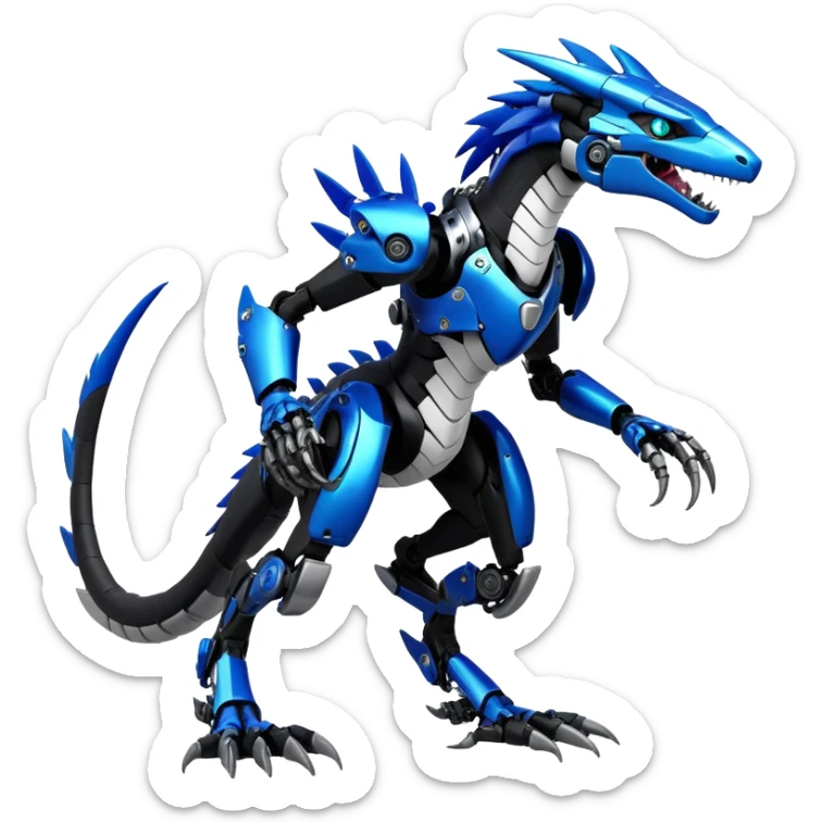 Full body Edgy Anthro Futuristic Mechanical Sergal-raptor-vernid sticker