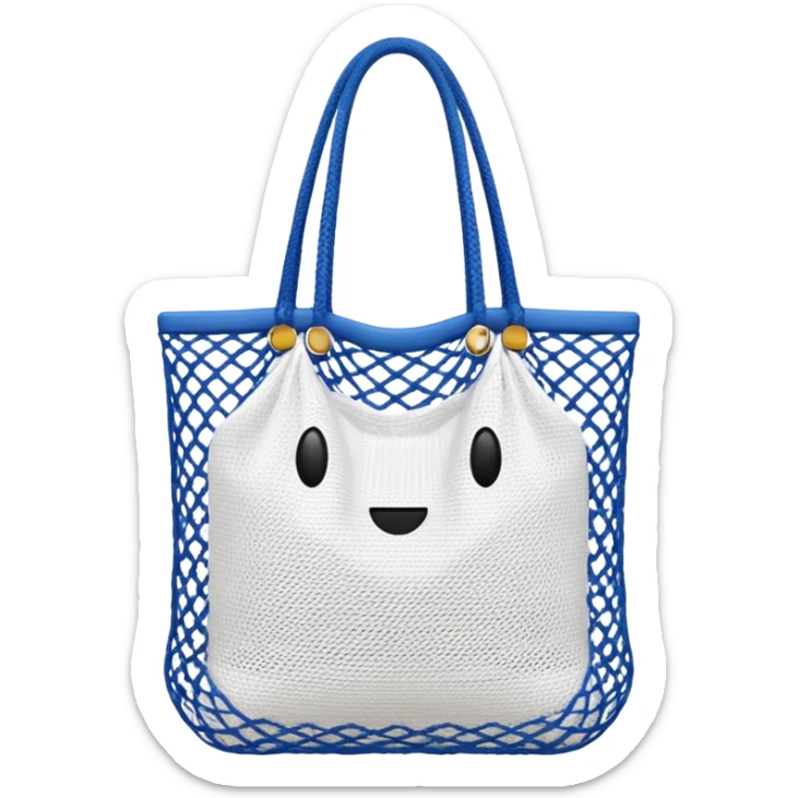 net bag,  mesh storage bag, tote bag, used for shopping, it has two knited handles as bag itself sticker
