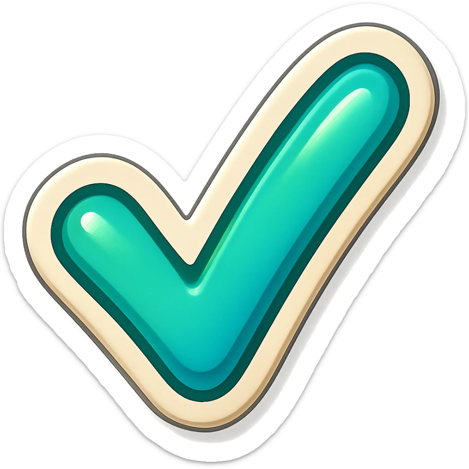 cartoon style sticker of a single check mark symbol, simple and clear, no text sticker