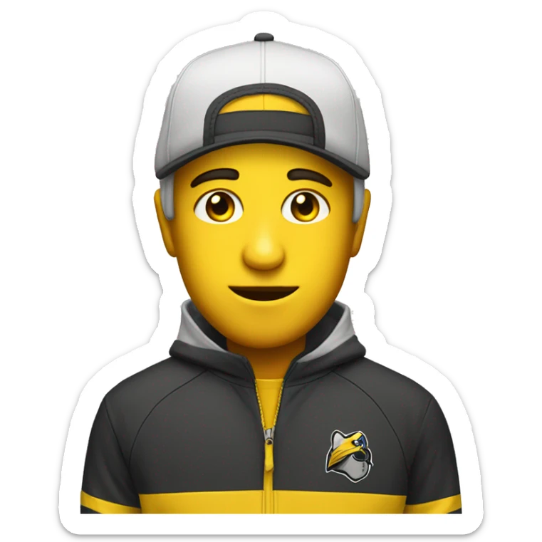 Cool goy with yellow face and cap and he wears full track suit sticker