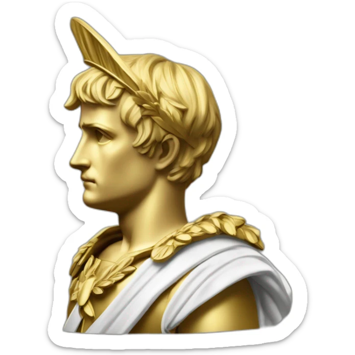 Laurel wreath short hair serious napoleon bonaparte golden statue sticker