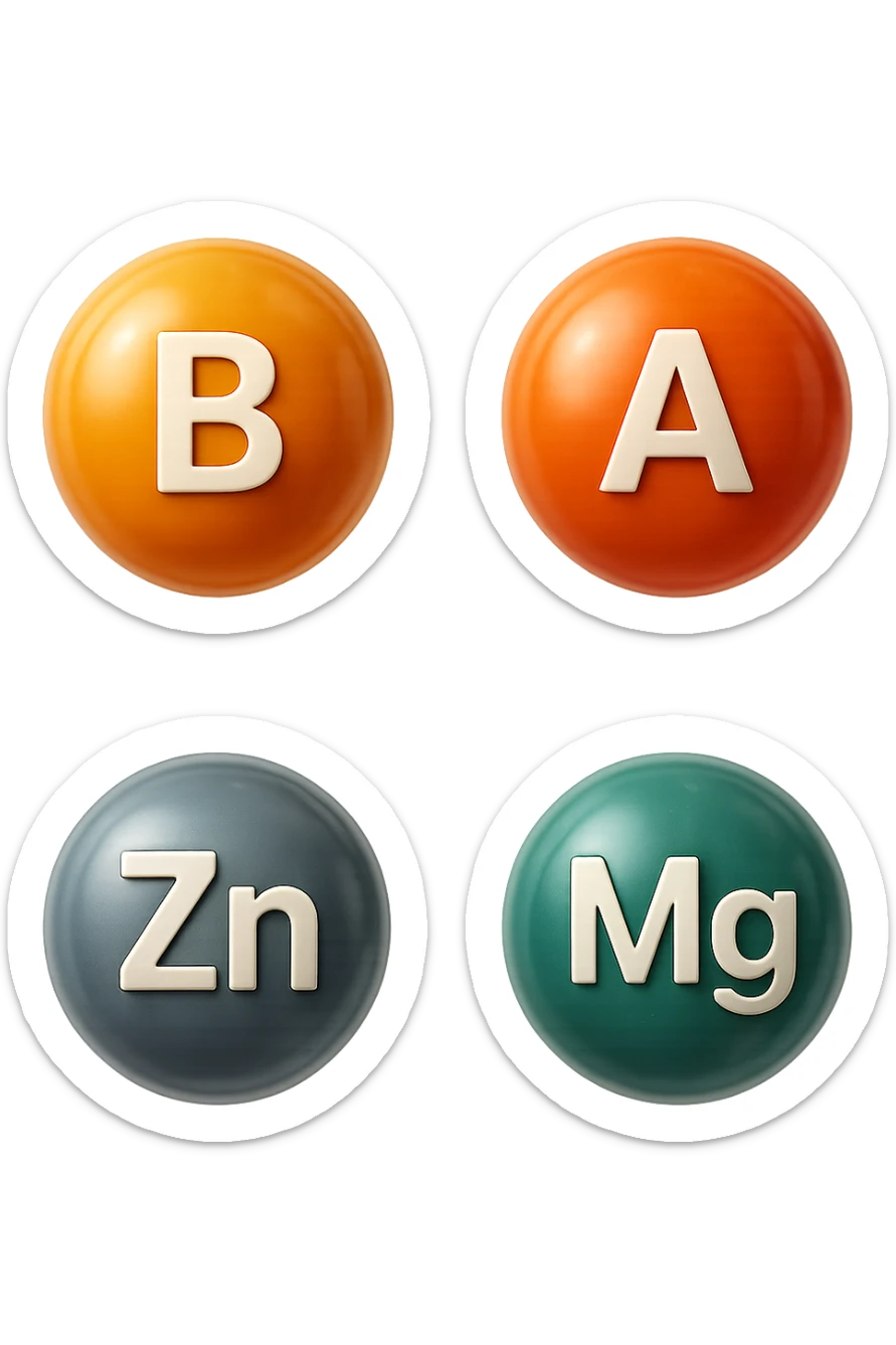 emoji stile iphone in 3d di vitamine del gruppo B, vitamina A, zinco, magnesio, iperrealistico 4k sticker