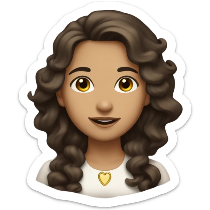 tan girl with long wavy dark brown hair and brown eyes coquette sticker
