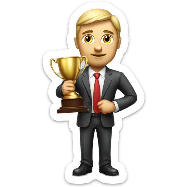 Photorealistic serious businessman with trophy in his hand sticker