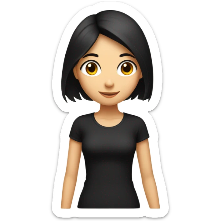 Black hair girl black top face on a birds body sticker