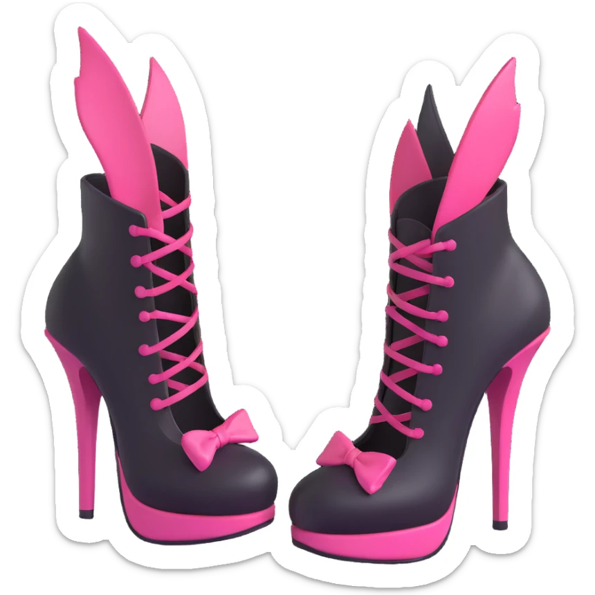 BLACKPINK-inspired gothic shoes, no hearts, black and pink, cute and sticker