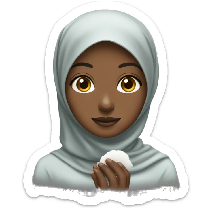 Black hijabi girl with a piece of cotton sticker