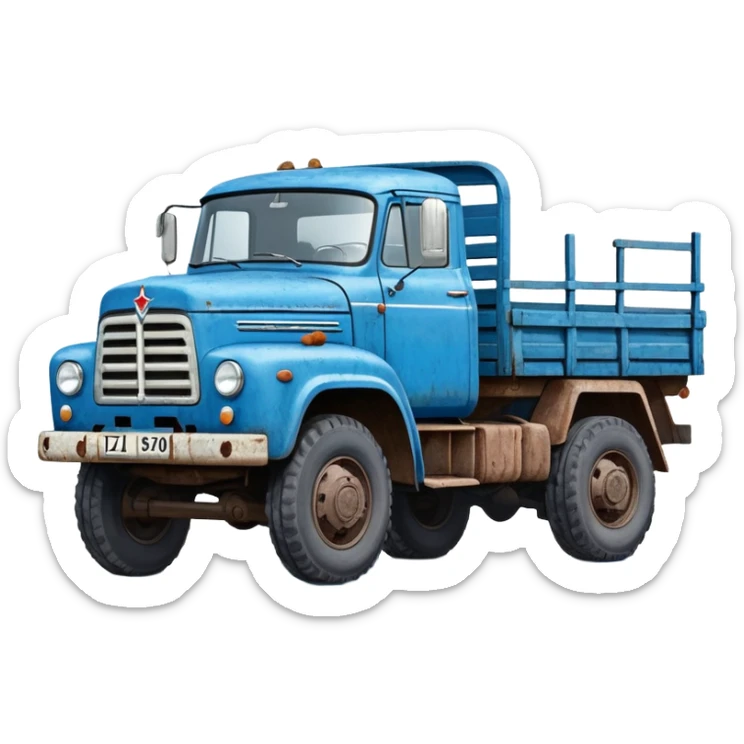 ZIL-130 Soviet truck with blue cabin and flatbed, classic Russian cargo truck from 1960s sticker