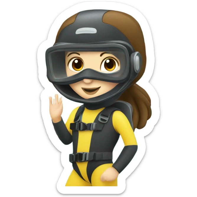 Girl with brown hair scuba diving in a reef sticker