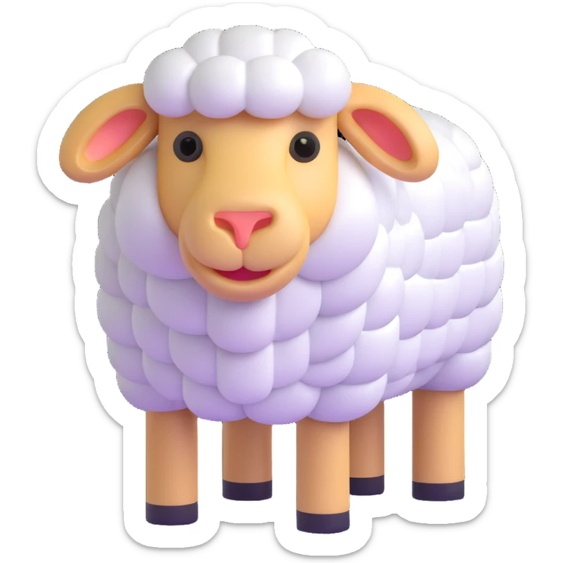 Minecraft sheep made out of square blocks, looks exactly like in the game sticker