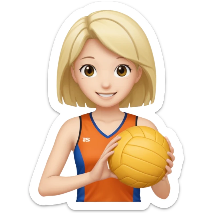 volleyball player, anime girl, with volleyball ball sticker