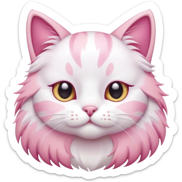 Pink and white cat sticker
