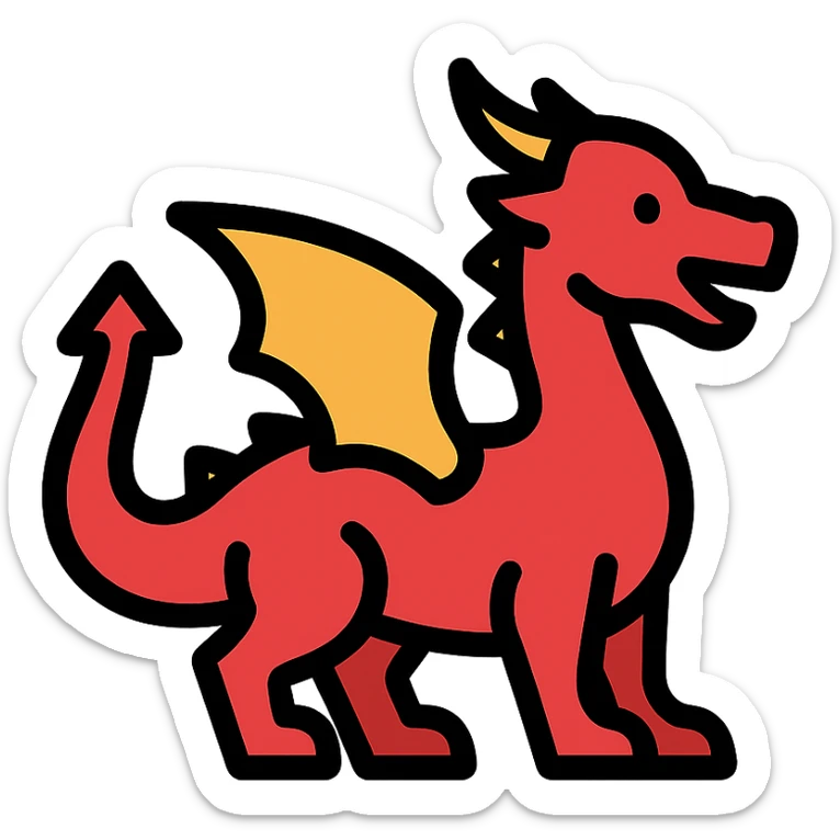 red dragon icon with color outline sticker