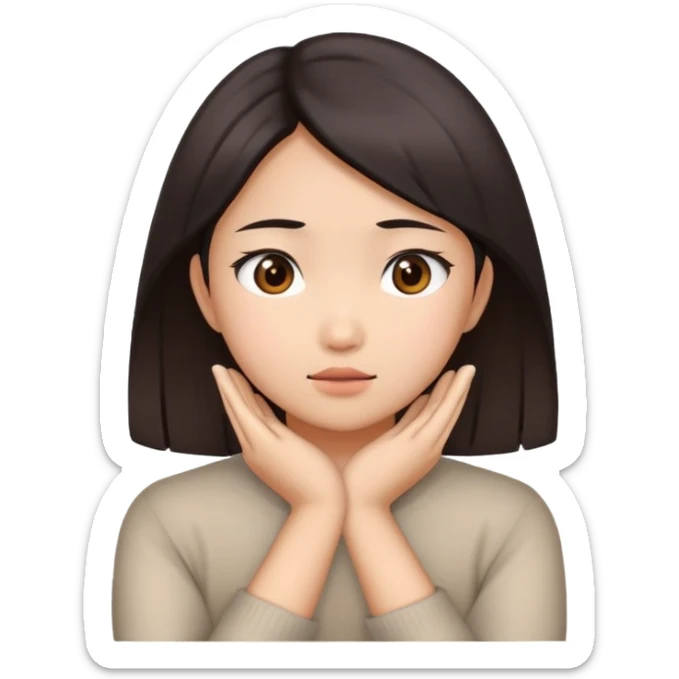 A mad Asian girl crossing her hands to her neck sticker