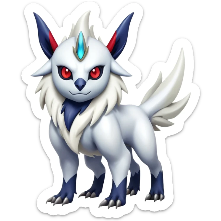 Shiny Colorful Gothic Exotic Badass Cool Absol-Zangoose-Pokémon-Fakémon-hybrid-creature (full body) sticker
